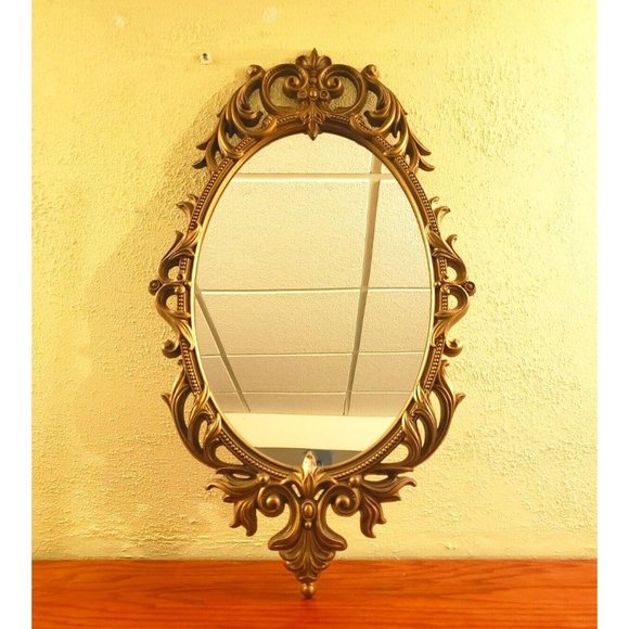Unbranded Other - Vintage Syroco Style Resin Oval Ornate Mirror Gold Hollywood Regency Large